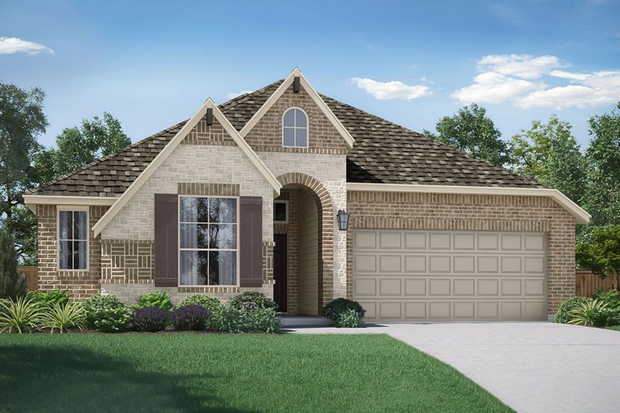 Representative exterior photo of a completed home built from the Coppell by Pacesetter Homes in Creekview Meadows, Pilot Point, TX (Image 22). Representative exterior photo of a completed home built from the Coppell by Pacesetter Homes in Creekview Meadows, Pilot Point, TX (Image 22).