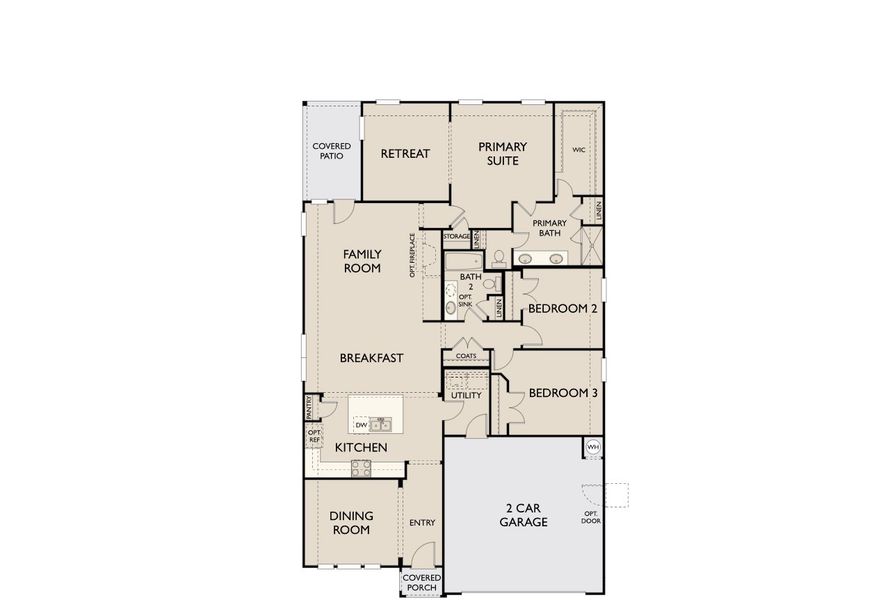2D floor plan layout for the Medina II by Ashton Woods in Willow Springs, Buda, TX (Image 4).
