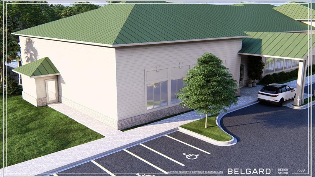 View of property exterior featuring brick siding, a yard, and uncovered parking