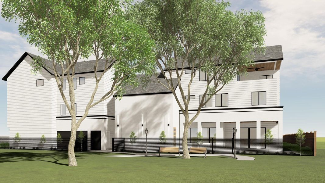 Virtual Rendering of the 4-unit patio community. Finishes are subject to change from renderings.