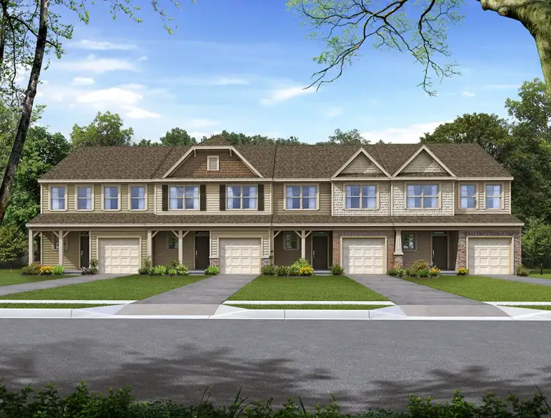 Representative exterior photo of a completed home built from the Norman by Eastwood Homes in Pineview Glen Townhomes, Durham, NC (Image 9).