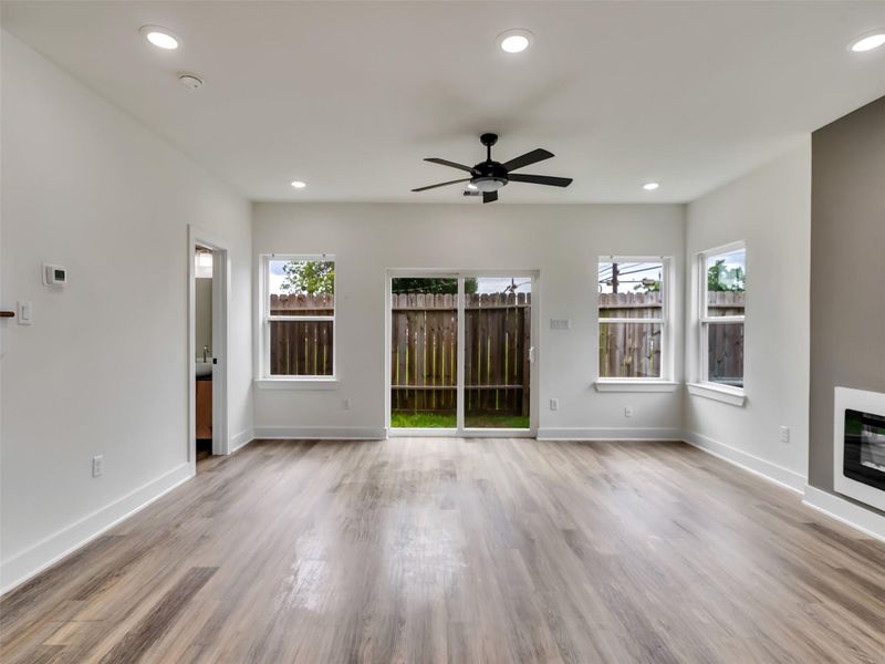 Sliding glass door and lots of windows for natural light. Sliding glass door and lots of windows for natural light.
