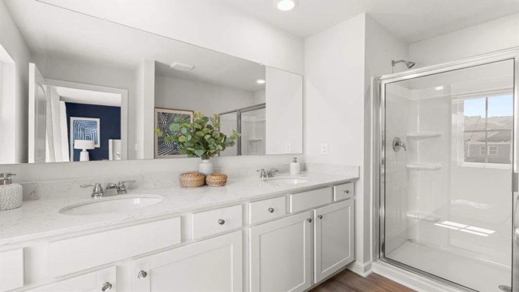 Furnished interior view inside a new home in Waypoint, Flowery Branch (Image 28). Furnished interior view inside a new home in Waypoint, Flowery Branch (Image 28).