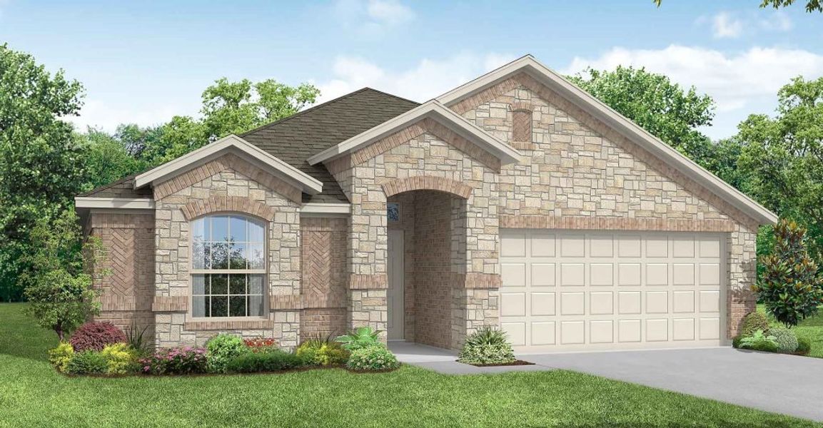 Representative exterior photo of a completed home built from the Austin by Impression Homes in Terra Vella, Haslet, TX (Image 12).