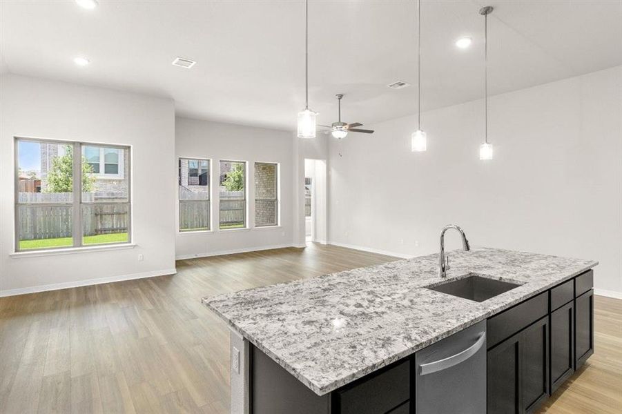 Kitchen looking out to Living areas