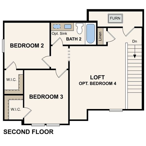 2D floor plan layout for the Gannet by Century Communities in Vue at Evelyn, Austin, TX (Image 5).