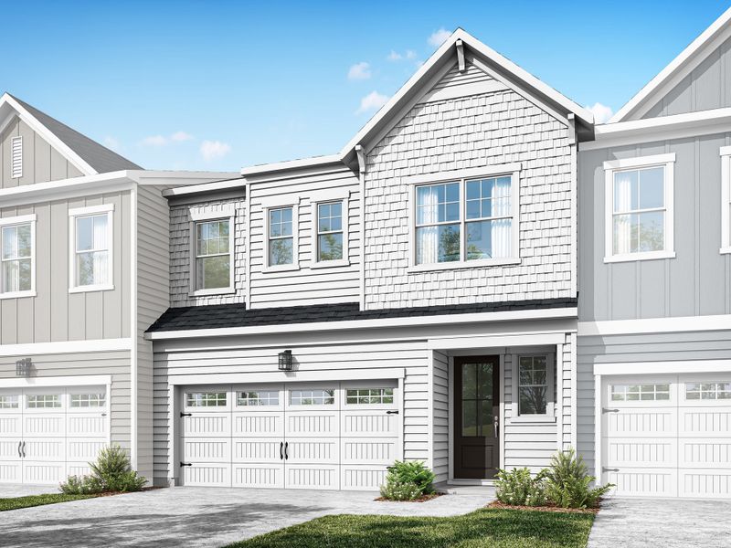 Representative exterior photo of a completed home built from the Rowan by Tri Pointe Homes in The Townes at Willow Park, Cary, NC (Image 16).