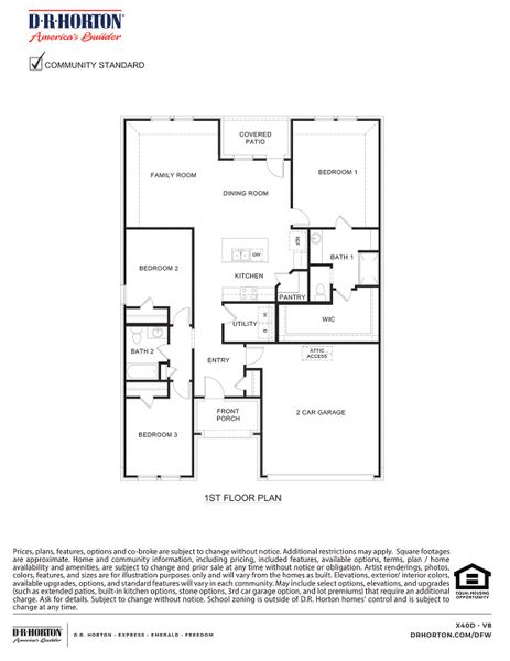 2D floor plan layout of this home in Blaire Lake, Tyler, TX (Image 2).