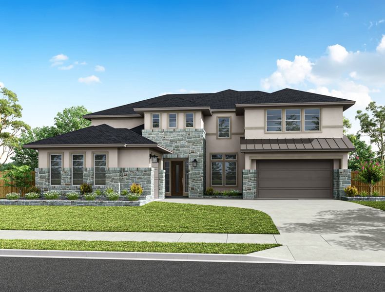 Representative exterior photo of a completed home built from the Snyder by Tri Pointe Homes in Evergrove, Richmond, TX (Image 2). Representative exterior photo of a completed home built from the Snyder by Tri Pointe Homes in Evergrove, Richmond, TX (Image 2).