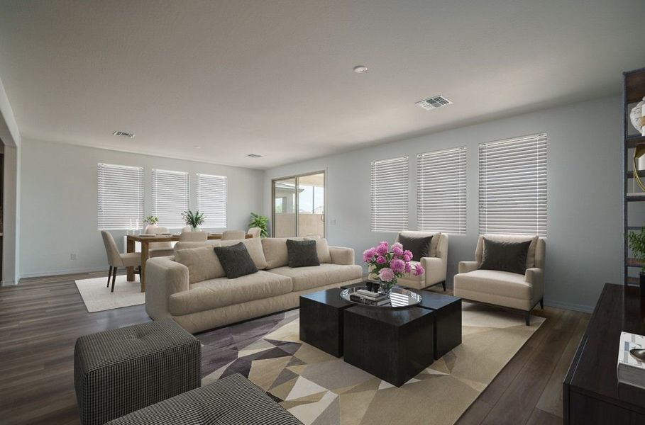 Representative furnished interior of a home built from the Willow by William Ryan Homes in The Grove at El Cidro, Goodyear (Image 13). Representative furnished interior of a home built from the Willow by William Ryan Homes in The Grove at El Cidro, Goodyear (Image 13).