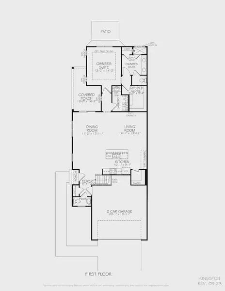 2D floor plan layout for the Kingston by Epcon Communities in The Courtyards at Oak Grove, Durham, NC (Image 16).