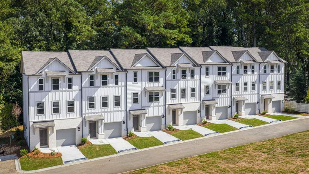 Front exterior of a new home in Benteen Reserve, Atlanta, GA, highlighting curb appeal (Image 1).