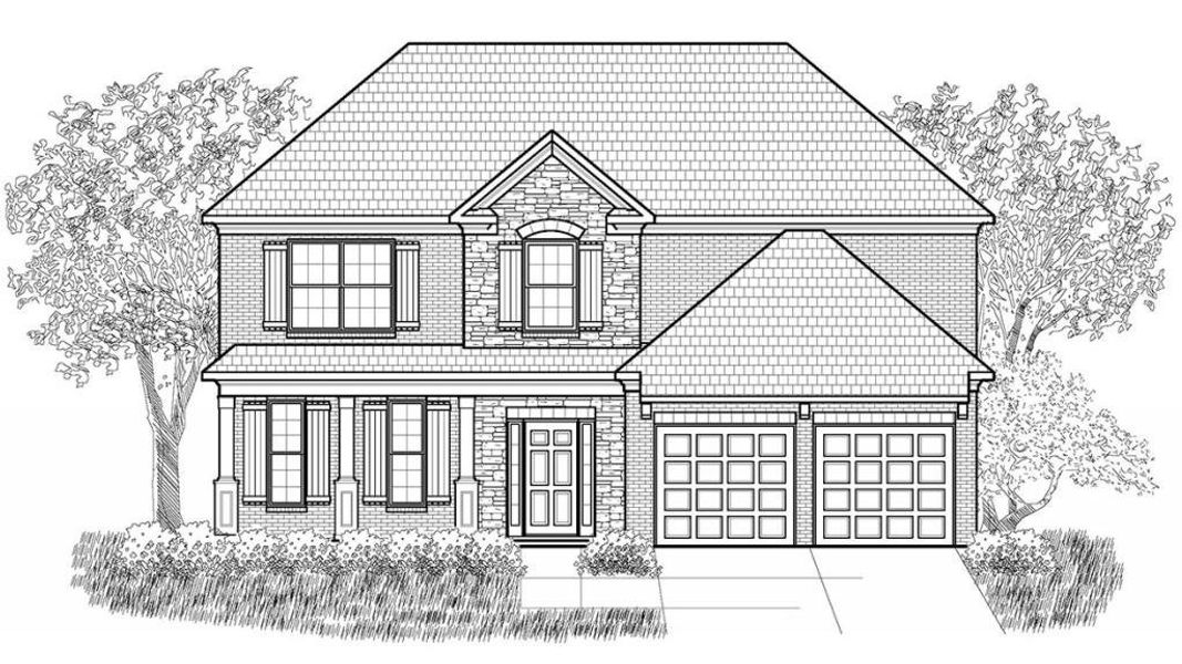 Exterior rendering of this home design in Butner Estates, South Fulton, GA (Image 2).