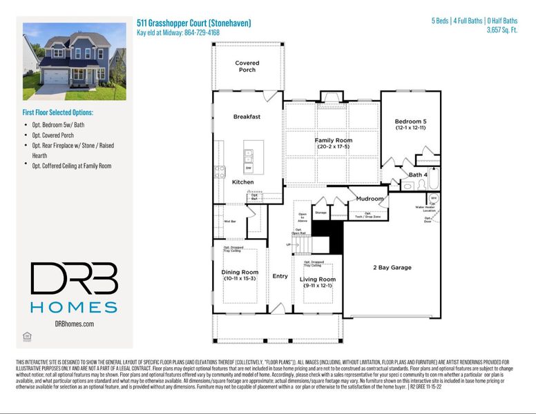 2D floor plan layout of this home in Kayfield at Midway, Anderson, SC (Image 5).
