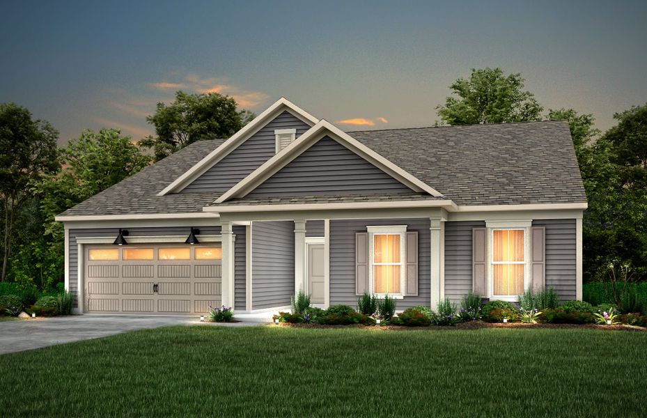 Amberwood Exterior 51 features siding, covered front sitting porch and 2 car garage