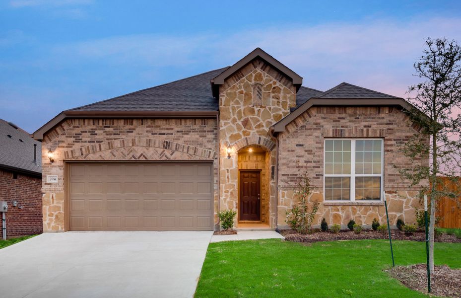 The Parker, a one-story home with 2-car garage, shown with Home Exterior 35