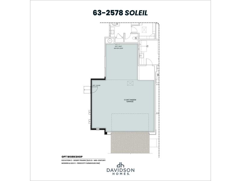 2D floor plan layout for the The Soleil C by Davidson Homes LLC in Hidden Hills, Prescott, AZ (Image 9).