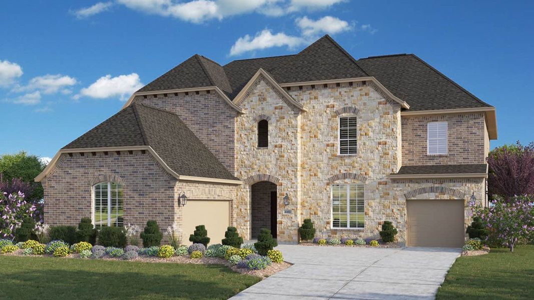 Representative exterior photo of a completed home built from the Partridge by DRB Homes in Oaks at San Gabriel, Georgetown, TX (Image 1).