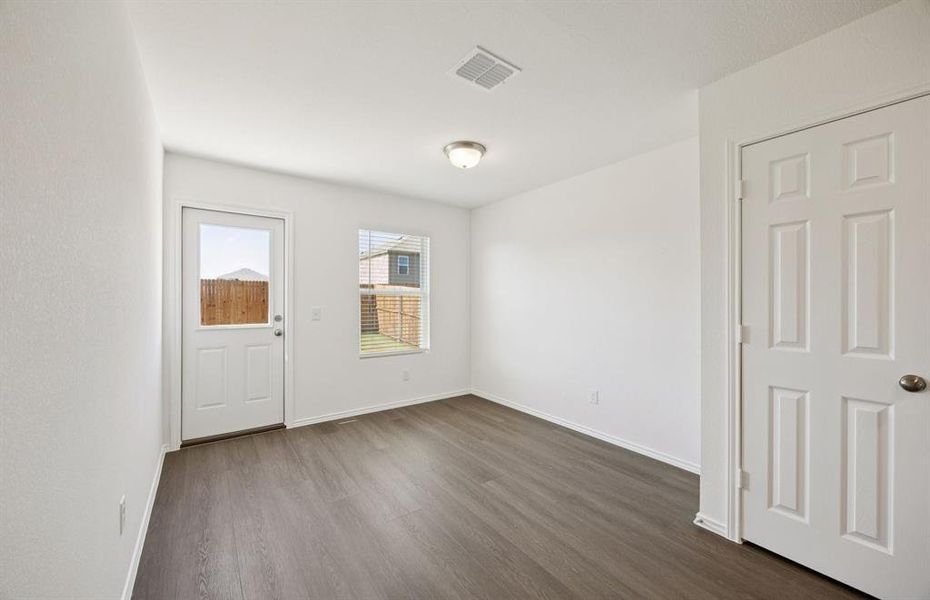 *floorplan representation, not actual home - Dining nook off kitchen with large windows *floorplan representation, not actual home - Dining nook off kitchen with large windows