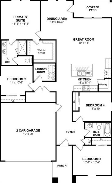 2D floor plan layout of this home in Rolling Ridge, Van Alstyne, TX (Image 4). 2D floor plan layout of this home in Rolling Ridge, Van Alstyne, TX (Image 4).