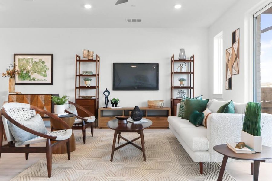 Representative furnished interior of a home built from the Aspen (RE) by Grenadier Homes in Wildridge, Oak Point (Image 3).