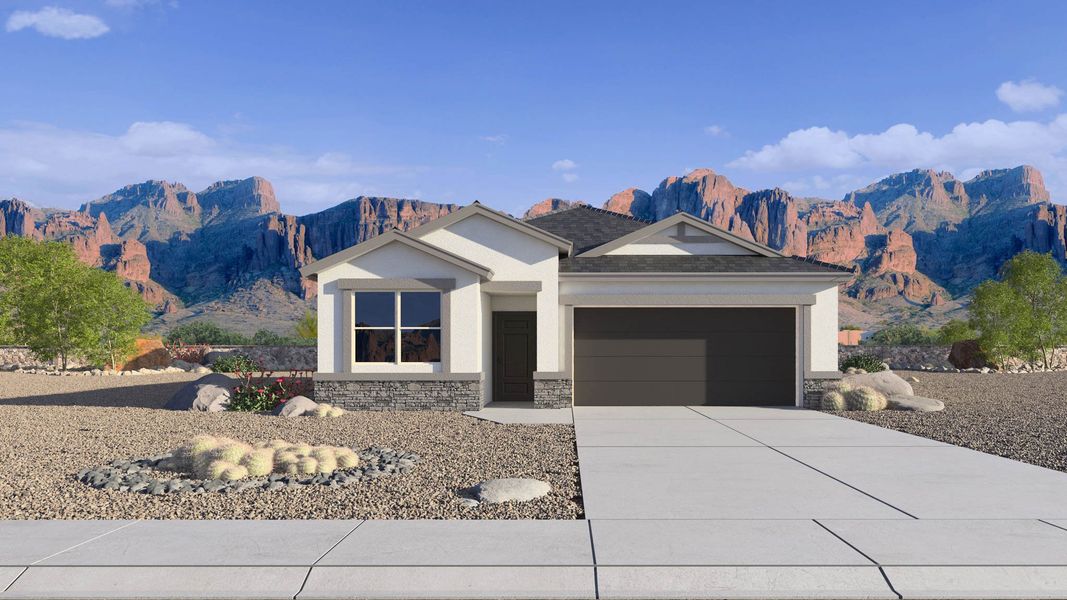 Representative exterior photo of a completed home built from the Swan by D.R. Horton in Western Crossing, Florence, AZ (Image 20).