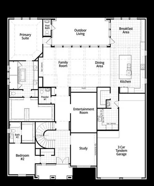 2D floor plan layout for the Palermo by Huntington Homes in Kresston 70s, Montgomery, TX (Image 3). 2D floor plan layout for the Palermo by Huntington Homes in Kresston 70s, Montgomery, TX (Image 3).