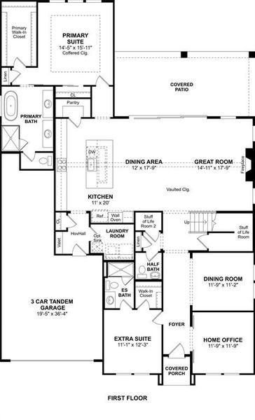 2D floor plan layout of this home in Monterra, Fate, TX (Image 3).