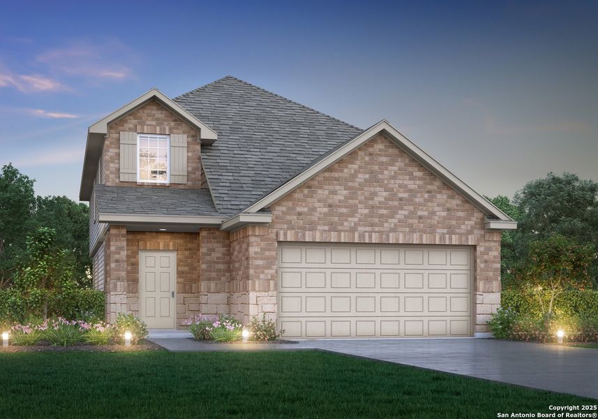 Front exterior of a new home in Hunters Ranch, San Antonio, TX, highlighting curb appeal (Image 1). Front exterior of a new home in Hunters Ranch, San Antonio, TX, highlighting curb appeal (Image 1).