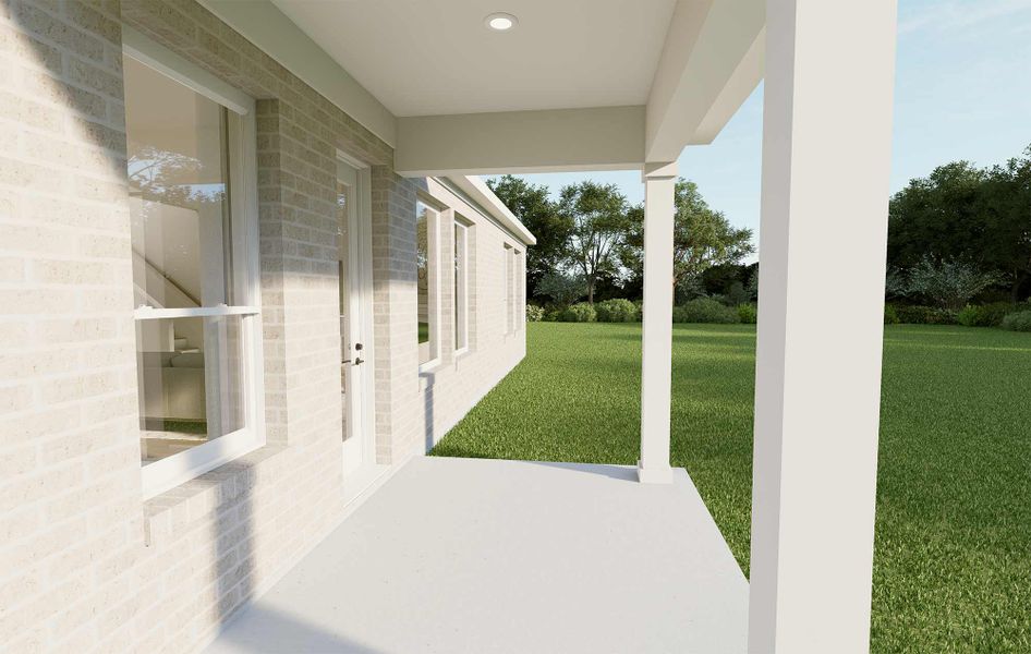 Representative exterior details of a home built from the The Ayla by David Weekley Homes in The Grand Prairie - Retreat Collection, Hockley (Image 3).