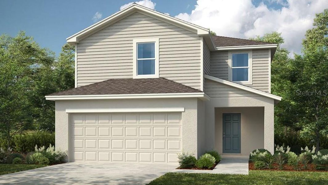 Front exterior of a new home in Cove at Coasterra, Palmetto, FL, highlighting curb appeal (Image 1).