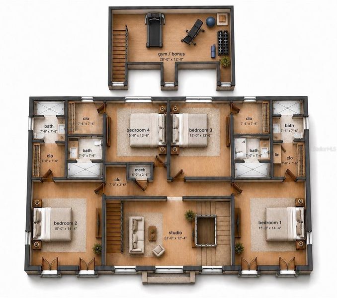 2D floor plan layout of this home in , Winter Park, FL (Image 3). 2D floor plan layout of this home in , Winter Park, FL (Image 3).