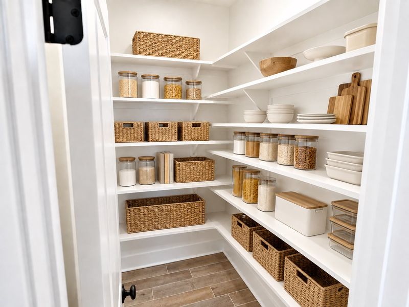 DSLD HOMES NEW CONSTRUCTION MOVE IN READY HOME IN LONGLEAF COMMUNITY LOCATED IN LUMBERTON, TX - Pantry decorated