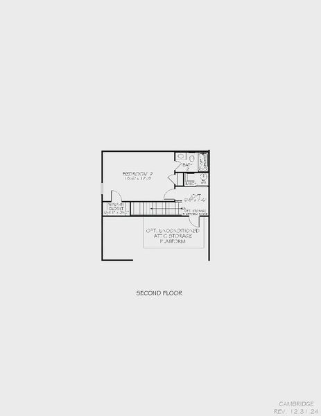 2D floor plan layout for the Cambridge by Epcon Communities in The Courtyards at Oak Grove, Durham, NC (Image 28).