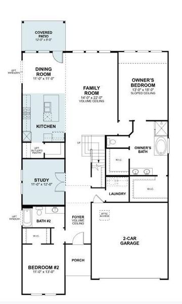 2D floor plan layout of this home in Lily Creek at Sutton Fields, Aubrey, TX (Image 2). 2D floor plan layout of this home in Lily Creek at Sutton Fields, Aubrey, TX (Image 2).