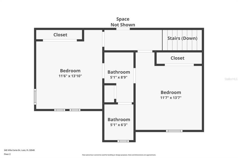 2D floor plan layout of this home in Villas Del Lago, Lutz, FL (Image 5).