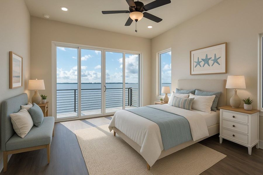 Virtually staged primary bedroom