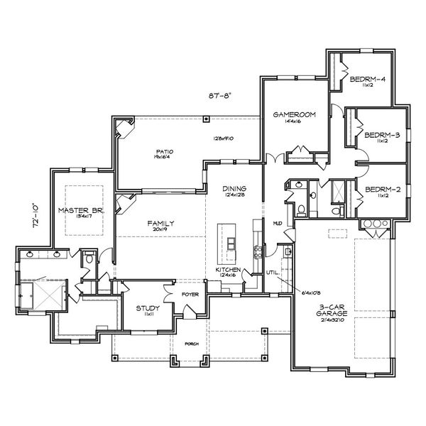 2D floor plan layout of this home in Vintage Oaks, Weatherford, TX (Image 3).