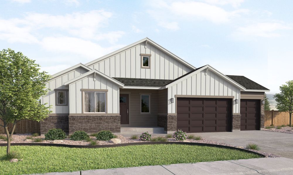 Representative exterior photo of a completed home built from the Walter by Lokal Homes in Jackson Creek, Monument, CO (Image 1). Representative exterior photo of a completed home built from the Walter by Lokal Homes in Jackson Creek, Monument, CO (Image 1).