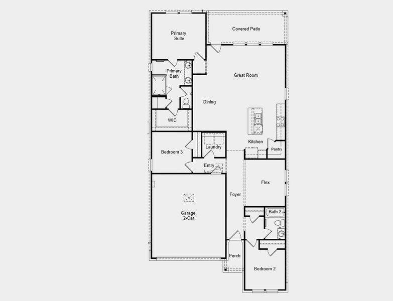 2D floor plan layout for the Barrett by Taylor Morrison in Hockley Meadows 45s, Hockley, TX (Image 3).