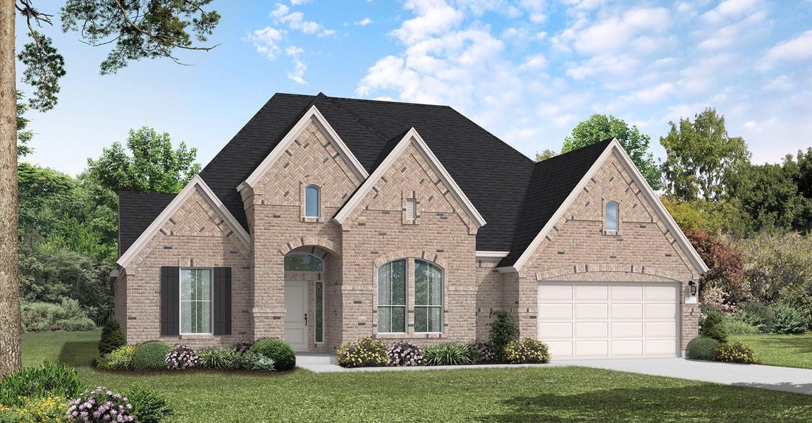 Front exterior of a new home in Pomona, Manvel, TX, highlighting curb appeal (Image 1). Front exterior of a new home in Pomona, Manvel, TX, highlighting curb appeal (Image 1).