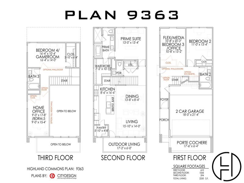 2D floor plan layout of this home in Highland Commons, Houston, TX (Image 4).
