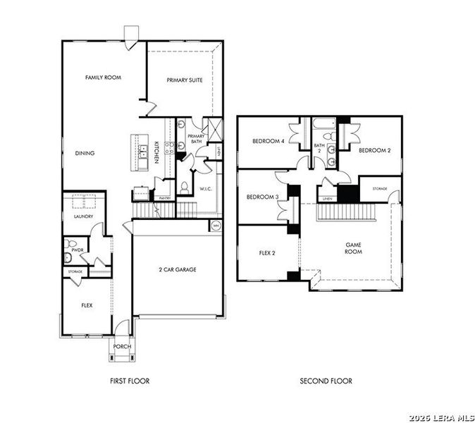 2D floor plan layout of this home in Remington Ranch, San Antonio, TX (Image 3).