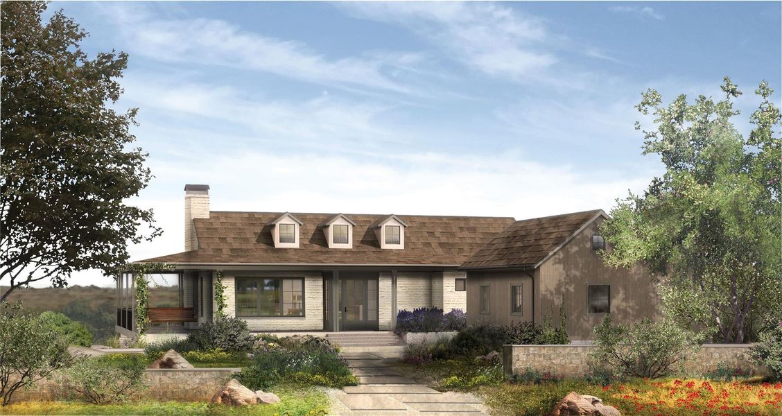 View of front facade featuring a chimney and brick siding View of front facade featuring a chimney and brick siding