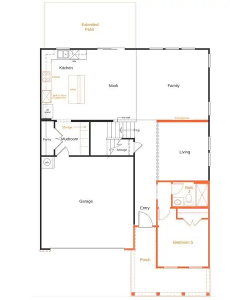 2D floor plan layout of this home in Wilson Creek, Indian Land, SC (Image 3).