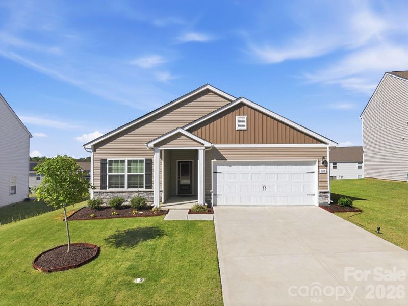 Front exterior of a new home in Stagecoach Station, Gastonia, NC, highlighting curb appeal (Image 19).