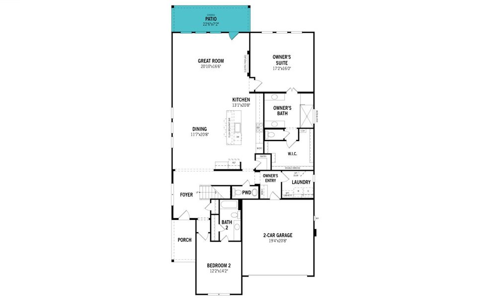 2D floor plan layout of this home in Bayside, Rowlett, TX (Image 4).