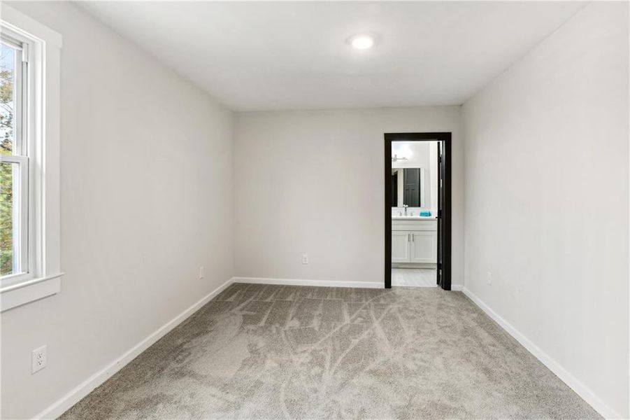 Carpeted 3rd bedroom featuring a wealth of natural light and sink