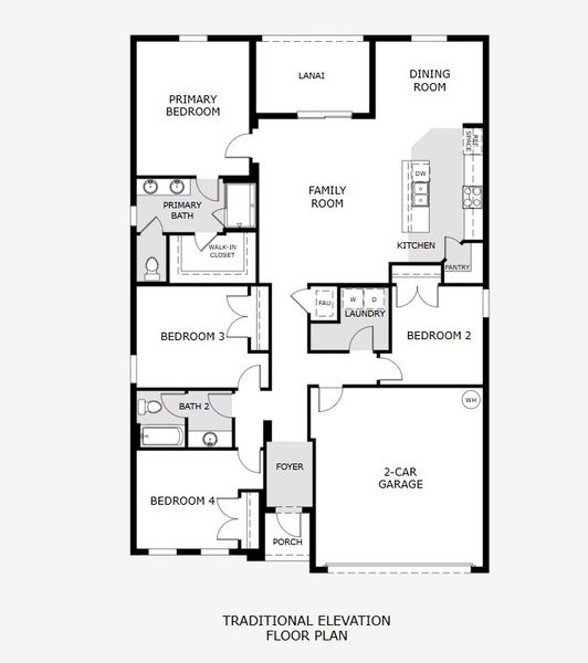 2D floor plan layout of this home in Trinity Gardens, Deland, FL (Image 2).