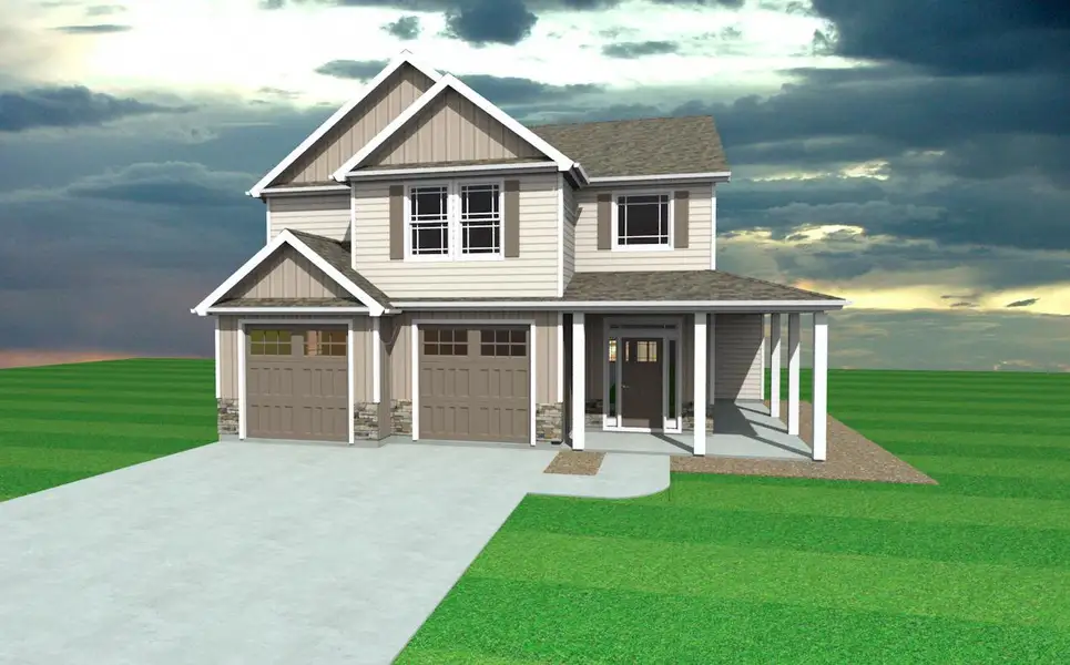 Representative exterior photo of a completed home built from the Emilia Elite by Enchanted Homes in Smokey Hills, Campobello, SC (Image 2).